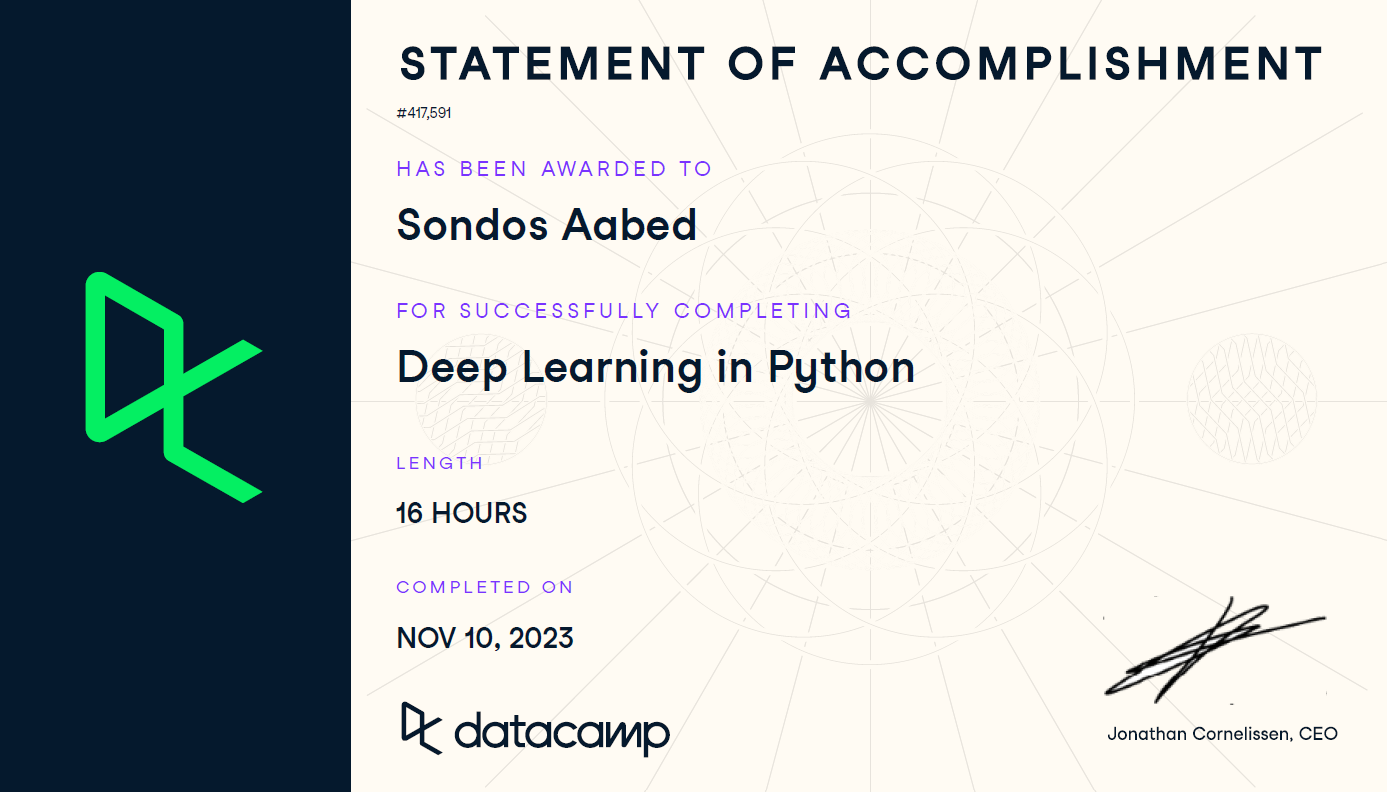 DataCamp Deep Learning Track
